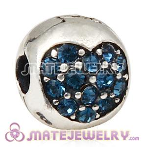 925 Sterling Silver Love Of My Life Clip Beads With Montana Austrian Crystal