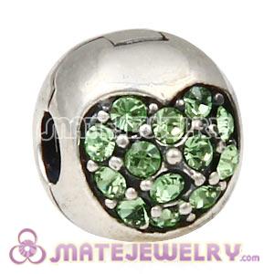 925 Sterling Silver Love Of My Life Clip Beads With Peridot Austrian Crystal