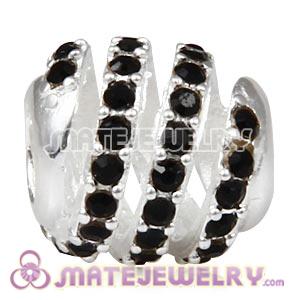 925 Sterling Silver Modern Glam Charm Beads With Jet Hematite Austrian Crystal 