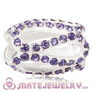 925 Sterling Silver Glistening Meander Charm Beads With Tanzanite m Austrian Crystal 