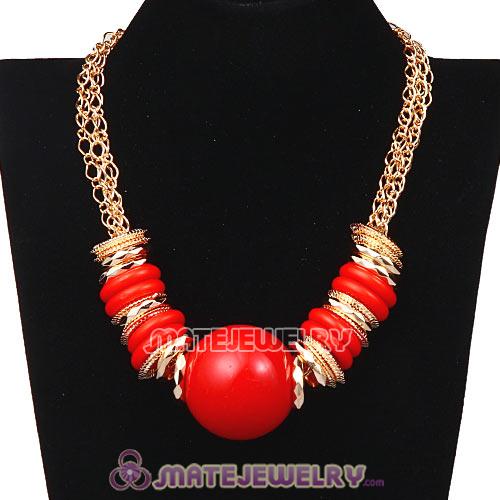 Ethnic Multilayer Gold Plated Chain Hoop Big Ball Choker DIY Necklace