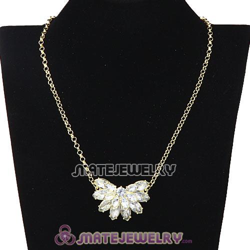 Gold Chain Rhinestone Crystal Flower Choker Bib Necklace