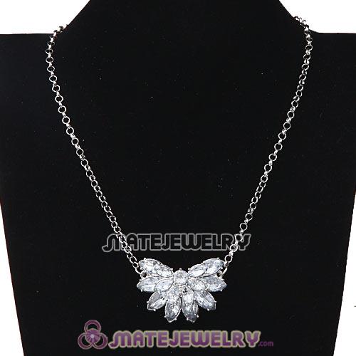 Long Chain Rhinestone Crystal Flower Choker Bib Necklace