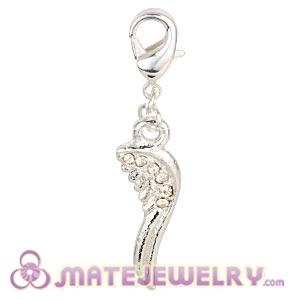 Wholesale Fashion Silver Plated Pave Crystal Charms With Lobster Clasp