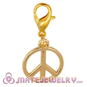Gold Plated European Jewelry Peace Sign Charms Wholesale 