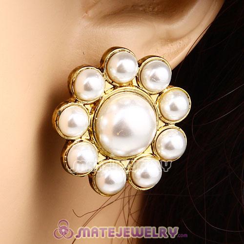 Vintage Gold Luxury Imitation Pearl Stud Earrings Wholesale