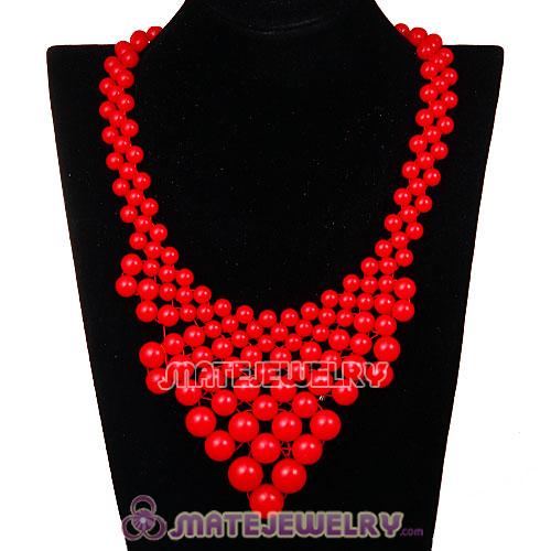 2013 Fashion Ladies Plastic Bubble Bib Necklace Coral Red