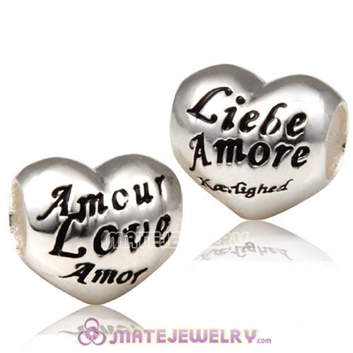 European Sterling Silver Love Heart Charm With I Love You In Different Languages