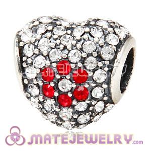 European Sterling Pave Heart O Charm With Austrian Crystal For Mothers Day