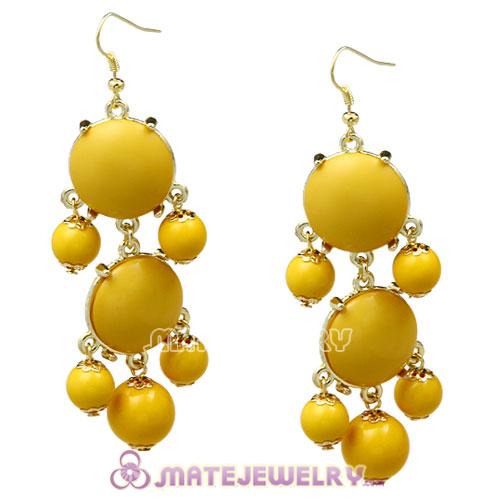 Fashion Gold Plated Yellow Resin Chandelier Bubble Earrings