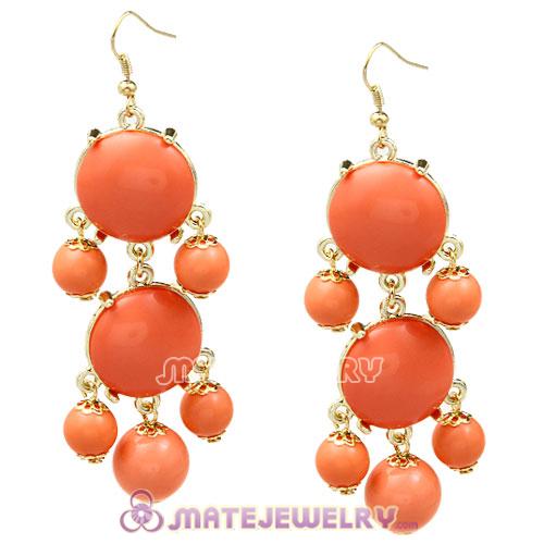 Fashion Gold Plated Orange Resin Chandelier Bubble Earrings