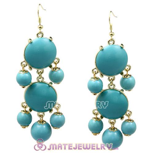 Fashion Gold Plated Turquoise Resin Chandelier Bubble Earrings