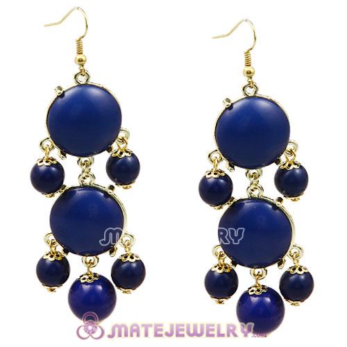 Fashion Gold Plated Navy Resin Chandelier Bubble Earrings