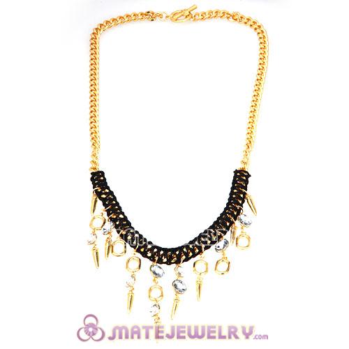 Chunky Gold Chain Rhinestone Crystal Pendant Necklace