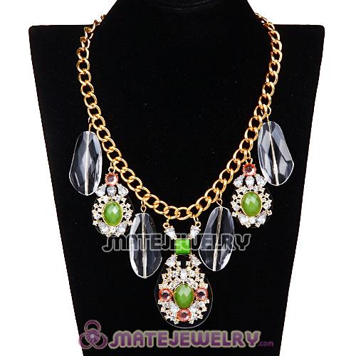 Fashion Ladies Resin Diamond Rhinestone Crystal Bib Necklace 