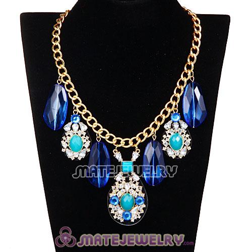 Fashion Ladies Resin Diamond Rhinestone Crystal Bib Necklace 