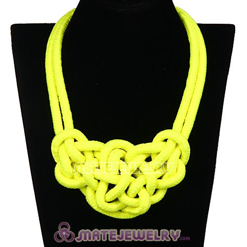 Handmade Weave Fluorescence Yellow Cotton Rope Bib Necklaces