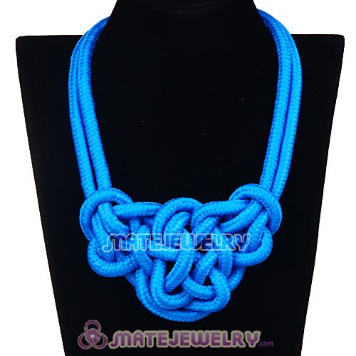 Handmade Weave Fluorescence Blue Cotton Rope Bib Necklaces