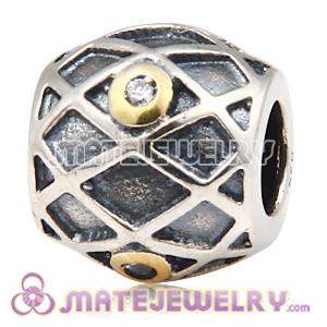 European Sterling Silver Bead with Lattice Design 