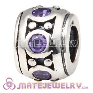 Largehole Jewelry Designer Silver and Purple Stone Beads
