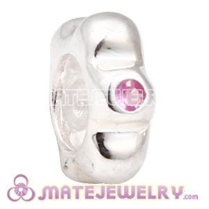 Sterling Silver Pink CZ Spacer European Bead