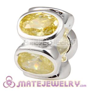 European Sterling Champagne Oval Lights Bead 