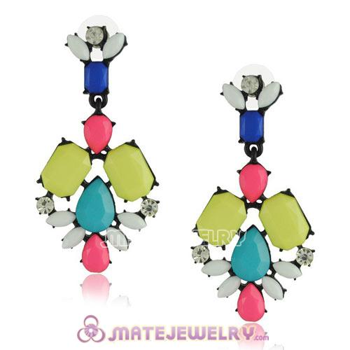Fashion Gun Plated Color Resin Crystal Chandelier Earrings Wholesale