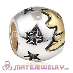 Gold Plated Sterling Silver Moon And Stars Charm Beads