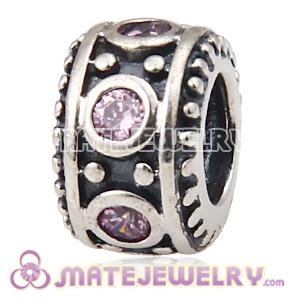 Largehole Jewelry Designer Silver and Pink Stone Beads
