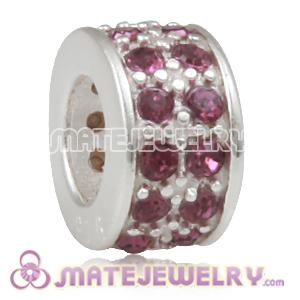 European Sterling Silver Spacer Beads with Amethyst Austrian Crystal