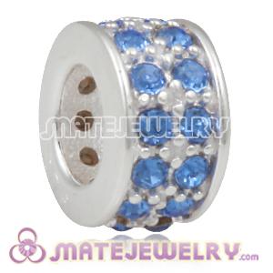 European Sterling Silver Spacer Beads with Sapphire Austrian Crystal
