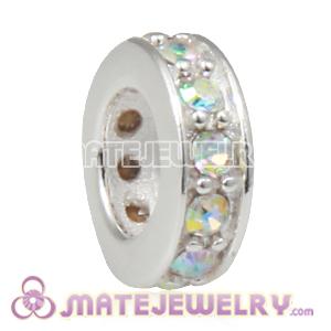 European Sterling Silver Spacer Beads with Crystal AB Austrian Crystal