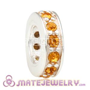 European Sterling Silver Spacer Beads with Topaz Austrian Crystal