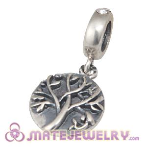 Sterling Silver Tree of Life Dangle Beads with Crystal Austrian Crystal