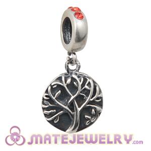 Sterling Silver Tree of Life Dangle Beads with Hyacinth Austrian Crystal