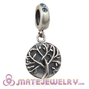 Sterling Silver Tree of Life Dangle Beads with Montana Austrian Crystal