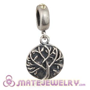 Sterling Silver Tree of Life Dangle Beads with Jonquil Austrian Crystal
