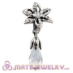 Sterling Silver Lily Briolette Dangle Beads with Crystal Austrian Crystal