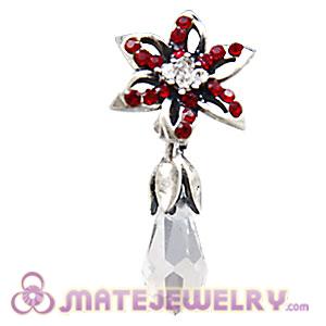 Sterling Silver Lily Briolette Dangle Beads with Siam and Crystal Austrian Crystal