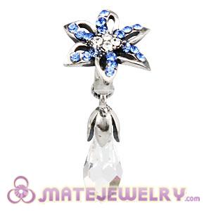 Sterling Silver Lily Briolette Dangle Beads with Sapphire and Crystal Austrian Crystal