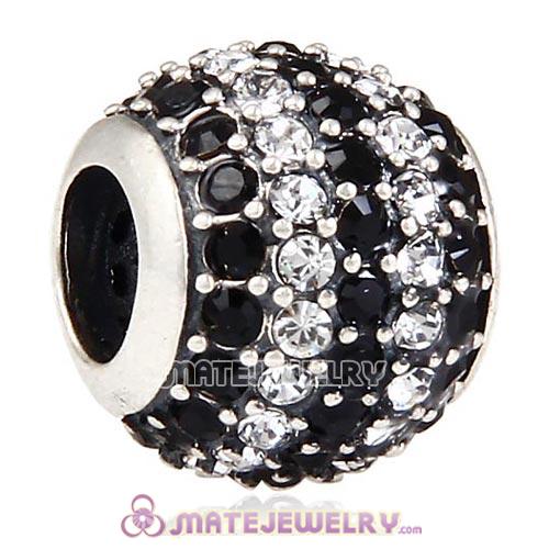 2013 European Sterling Silver Pave Lights With Crystal Jet Austrian Crystal Charm