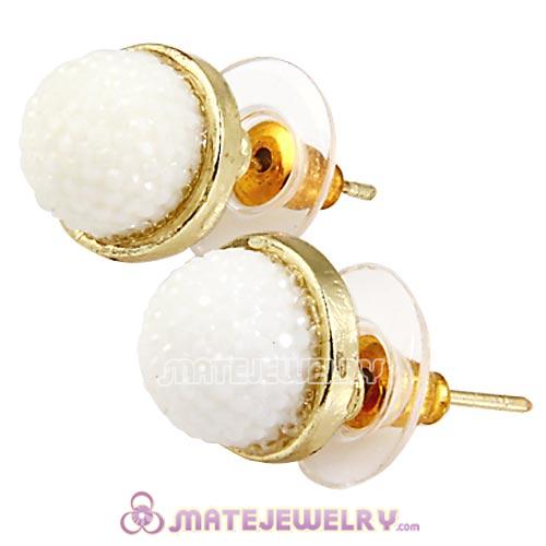 Fashion Gold Plated White Bubble Stud Earrings Wholesale