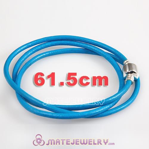 61.5cm European Teal Triple Slippy Leather Balance Bracelet