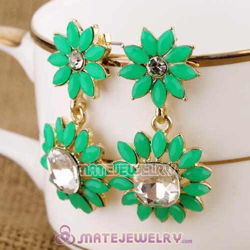 2013 Design Lollies Green Crystal Flower Stud Earrings Wholesale