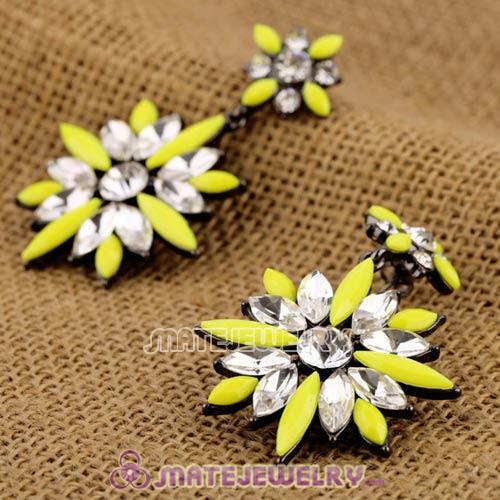 2013 Design Lollies Yellow Crystal Flower Stud Earrings Wholesale
