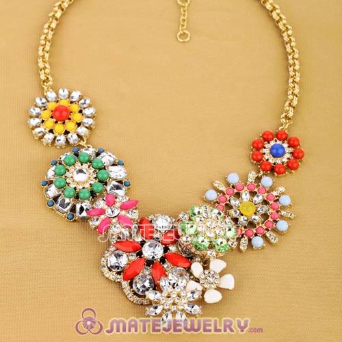2013 Fashion Multi Color Resin Crystal Flower Statement Necklaces