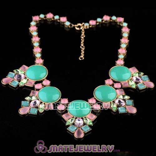 Bohemian style Multi Color Resin Crystal Flower Statement Necklaces