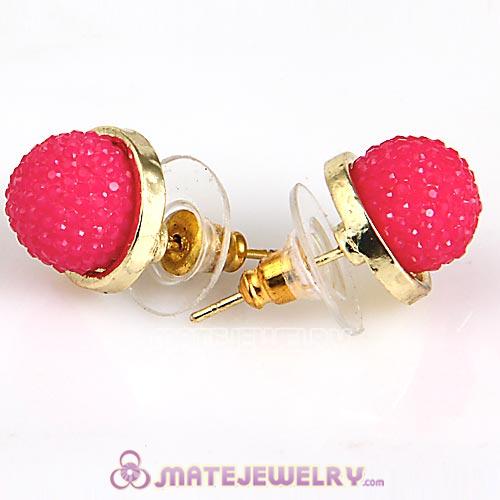 Fashion Gold Plated Pink Bubble Stud Earrings Wholesale