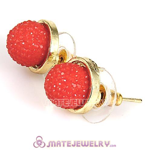 Fashion Gold Plated Orange Bubble Stud Earrings Wholesale