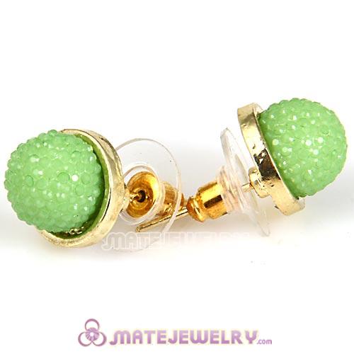 Fashion Gold Plated Olivine Bubble Strawberry Stud Earrings Wholesale